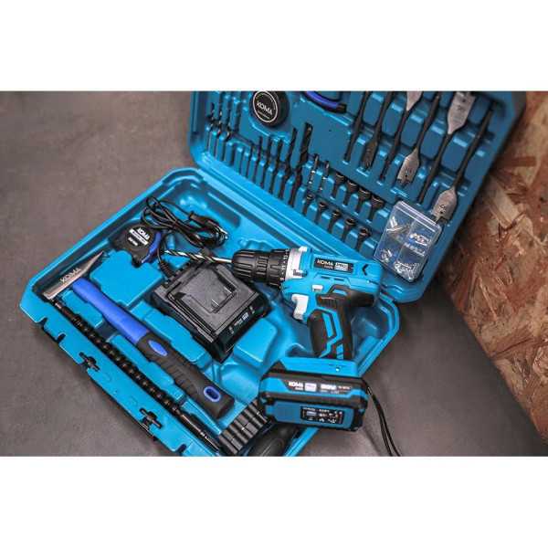 Kit Taladro Atornillador 20 V con 70 Accesorios, Batería 2.0Ah y Cargador KOMA TOOLS