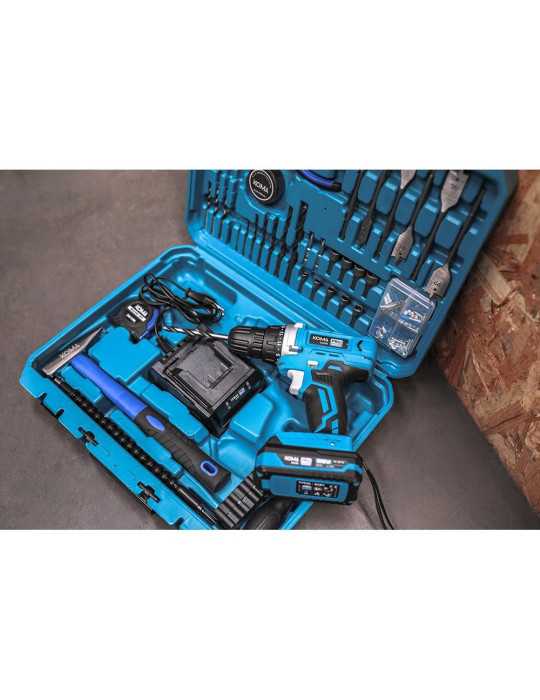 Kit Taladro Atornillador 20 V con 70 Accesorios, Batería 2.0Ah y Cargador KOMA TOOLS