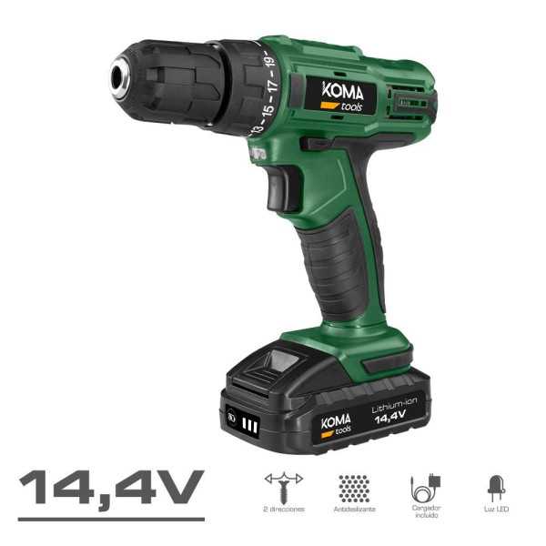 Kit Taladro Atornillador 14,4 V con Batería 1500 mAh y Cargador KOMA TOOLS