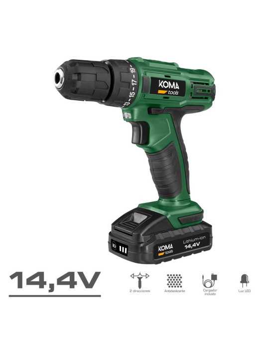 Kit Taladro Atornillador 14,4 V con Batería 1500 mAh y Cargador KOMA TOOLS