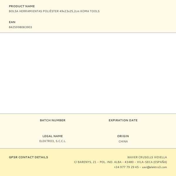 Bolsa de Herramientas Poliéster 49 x 23 x 25,2 cm KOMA TOOLS