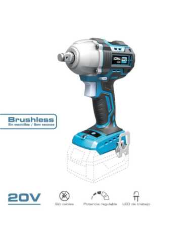 Llave de Impacto Brushless 20 V 450 Nm sin Batería Ni Cargador KOMA TOOLS