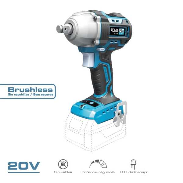 Llave de Impacto Brushless 20 V 450 Nm sin Batería Ni Cargador KOMA TOOLS