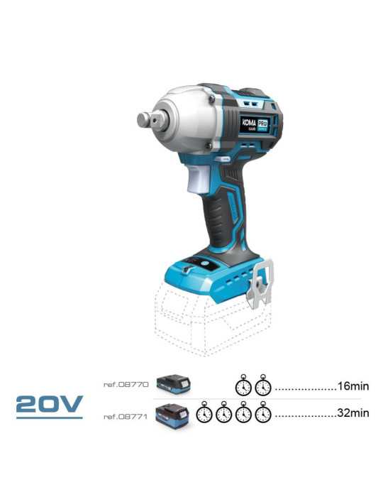 Llave de Impacto Brushless 20 V 450 Nm sin Batería Ni Cargador KOMA TOOLS