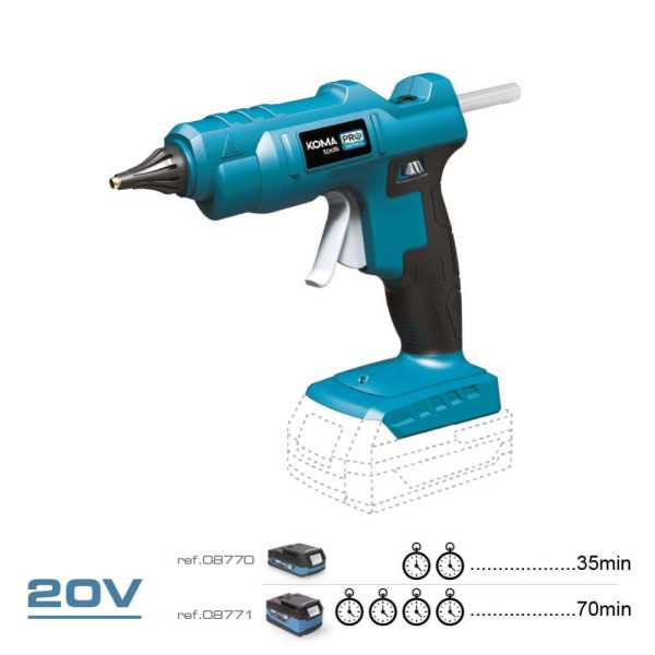 Pistola Termofusible 20 V Barra de Silicona de Ø11 mm KOMA TOOLS