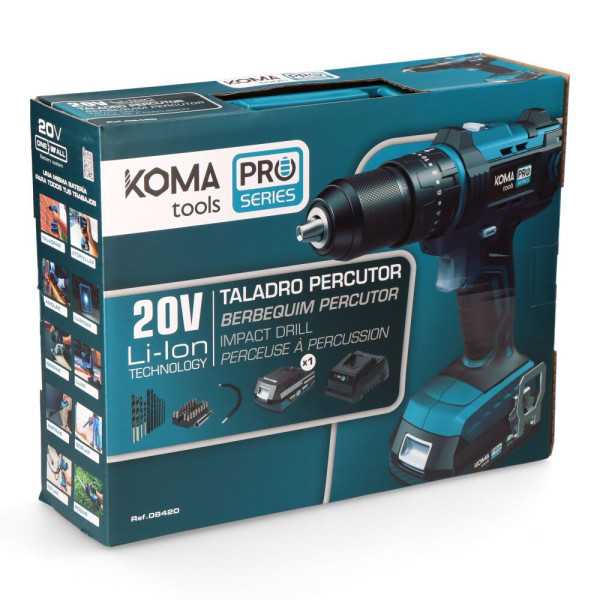 Kit Taladro Percutor Atornillador 20 V con Bateria 2.0Ah y Cargador KOMA TOOLS