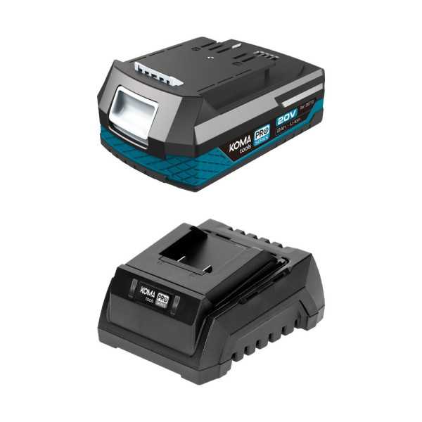 Pack Batería Li-Ion 20 V 2.0 Ah (08770) + Cargador 20 V 60 W (08772) KOMA TOOLS