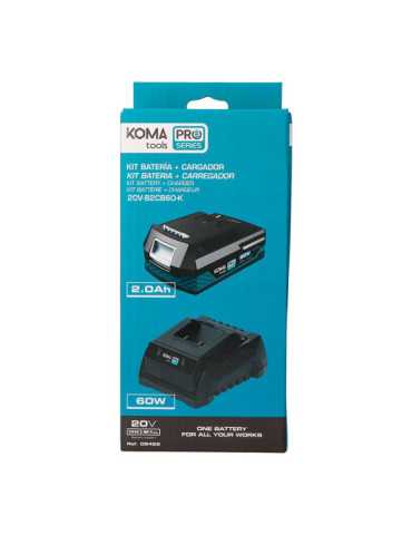 Pack Batería Li-Ion 20 V 2.0 Ah (08770) + Cargador 20 V 60 W (08772) KOMA TOOLS 2