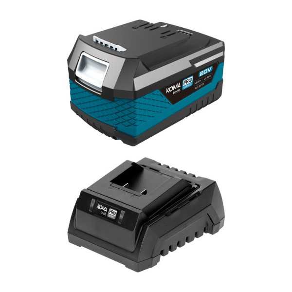 Pack Batería Li-Ion 20 V 4.0 Ah (08771) + Cargador 20 V 60 W (08772) KOMA TOOLS