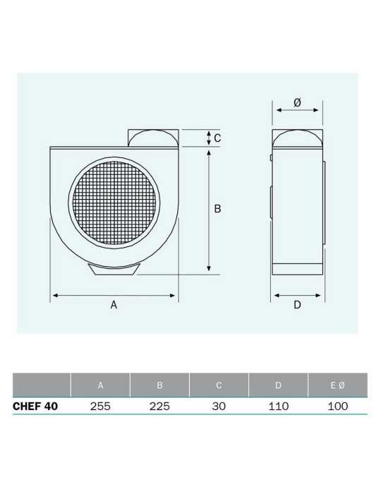 Extractor Centrífugo de Cocina, Chef 40, 60 W NOVOVENT