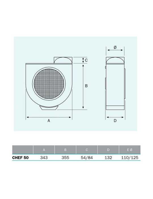 Extractor Centrífugo de Cocina, Chef 60, 136 W FENOPLÁSTICA