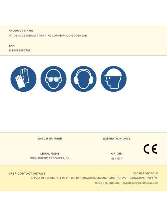 Kit de Accesorios para Aire Comprimido GOODYEAR