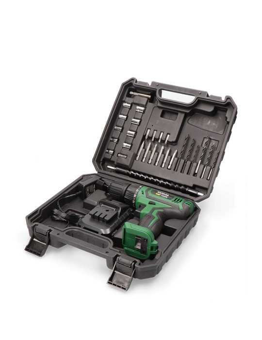 Kit Taladro Atornillador 14,4 V con 27 Accesorios, Batería 1500 mAh y Cargador KOMA TOOLS