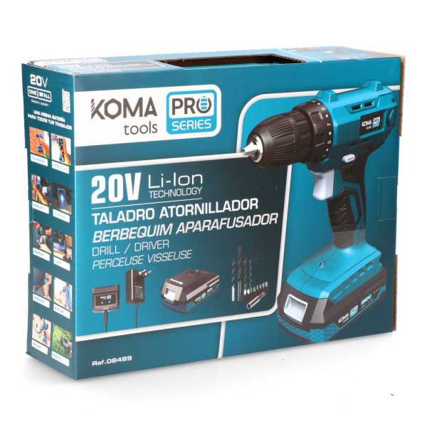 Kit Taladro Atornillador 20 V con Batería 2,0Ah y Cargador KOMA TOOLS