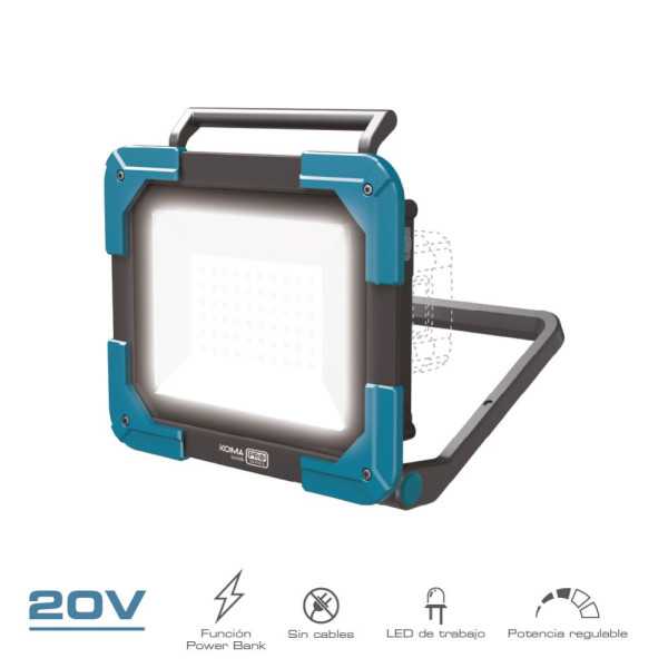 Foco LED de Trabajo 20 V 2500 lm (sin Batería Ni Cargador) KOMA TOOLS
