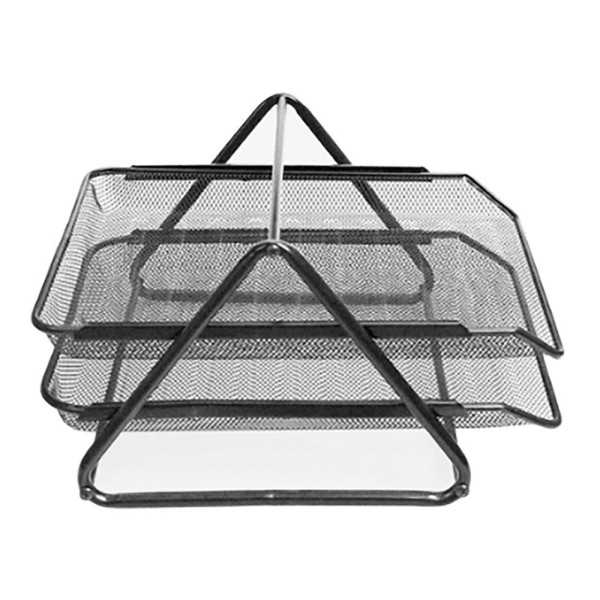 Bandeja Sobremesa Metálica con Rejilla Negra GXA100, 2 Bandejas Móviles, 30 x 35 x 18,5 cm Q-CONNECT