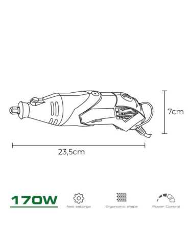 Multiherramienta Rotativa 170W, 190 Accesorios, con Cable 2 m KOMA TOOLS 2