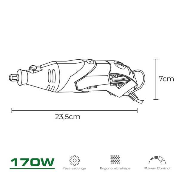 Multiherramienta Rotativa 170W, 190 Accesorios, con Cable 2 m KOMA TOOLS