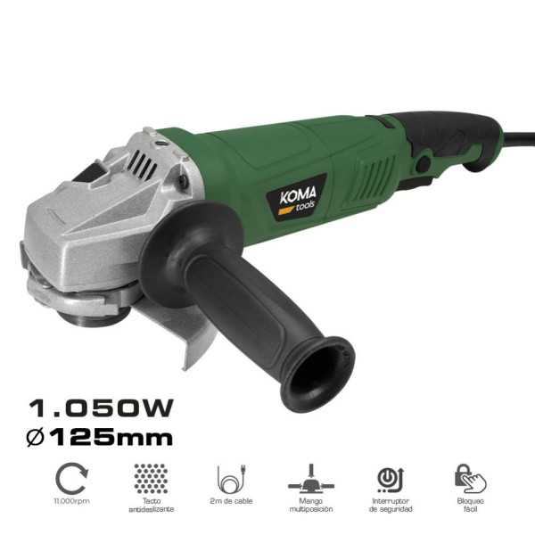 Amoladora Angular Electrica con Maletín, Ø125 mm, 1050 W KOMA TOOLS