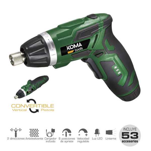 Kit Atornillador Recargable 3,6 V con 53 Accesorios y Cargador KOMA TOOLS