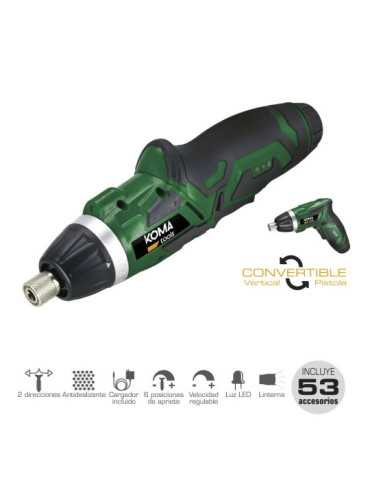 Kit Atornillador Recargable 3,6 V con 53 Accesorios y Cargador KOMA TOOLS 2