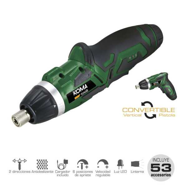 Kit Atornillador Recargable 3,6 V con 53 Accesorios y Cargador KOMA TOOLS