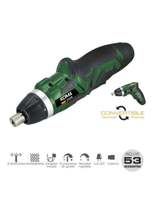 Kit Atornillador Recargable 3,6 V con 53 Accesorios y Cargador KOMA TOOLS