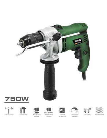 Taladro Percutor 750W con Cable de 2 m KOMA TOOLS