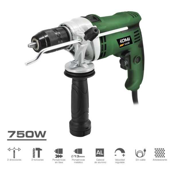 Taladro Percutor 750W con Cable de 2 m KOMA TOOLS