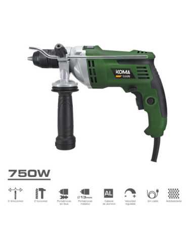 Taladro Percutor 750W con Cable de 2 m KOMA TOOLS 2