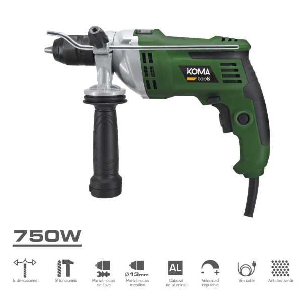 Taladro Percutor 750W con Cable de 2 m KOMA TOOLS