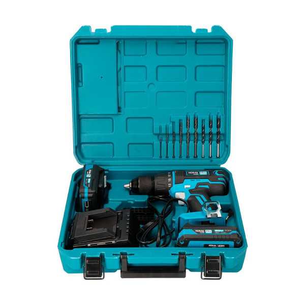 Kit Taladro Percutor Atornillador 20 V Pro Series con 2 Baterias 2.0A y Cargador KOMA TOOLS