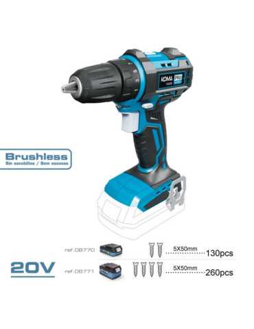 Taladro Atornillador 20 V Brushless, sin Batería Ni Cargador, Portabrocas Ø10 mm, 18,5 x 7 x 19,6 cm KOMA TOOLS 2