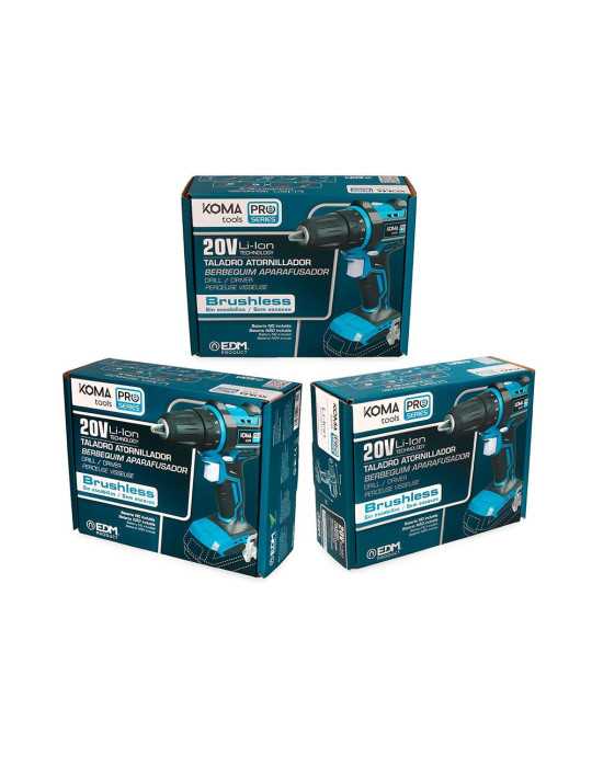 Taladro Atornillador 20 V Brushless, sin Batería Ni Cargador, Portabrocas Ø10 mm, 18,5 x 7 x 19,6 cm KOMA TOOLS