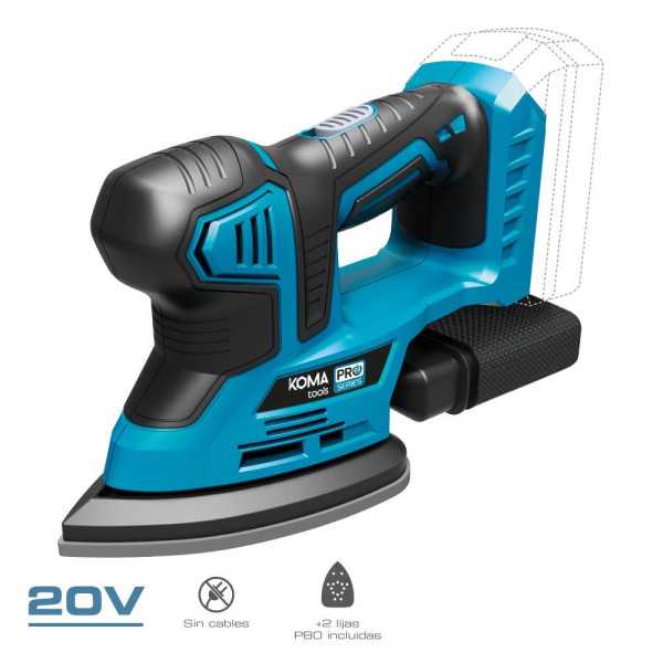 Lijadora tipo Mouse 20 V sin Batería Ni Cargador, 20,4 x 15,5 cm KOMA TOOLS