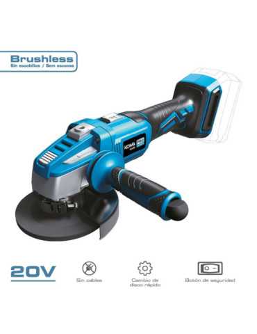 Amoladora Angular Brushless 20V Ø125 mm sin Batería Ni Cargador, 37,5 x 12 cm KOMA TOOLS