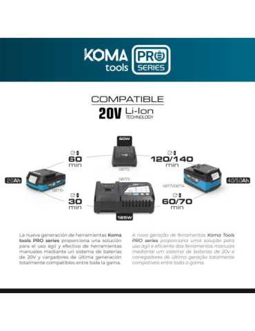 Cargador Rapido de Bateria 20 V 125 W KOMA TOOLS 2