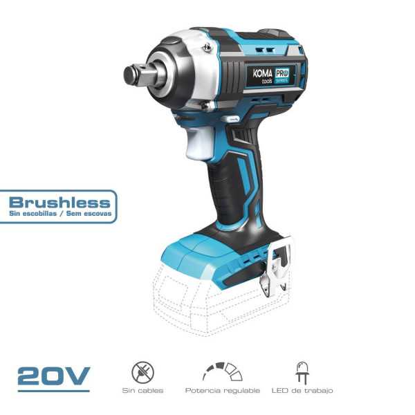 Llave de Impacto Brushless 20 V 280 Nm sin Batería Ni Cargador KOMA TOOLS