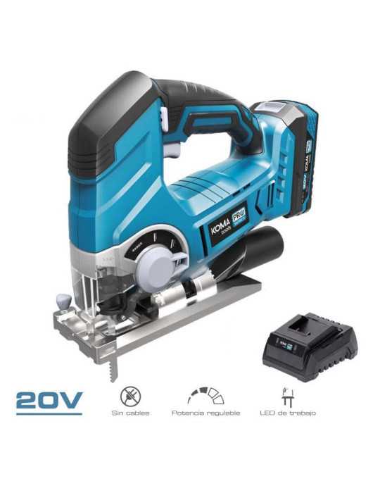 Kit Sierra de Calar 20 V con Bateria 2.0A y Cargador 08772. 23 x 21,5 cm KOMA TOOLS