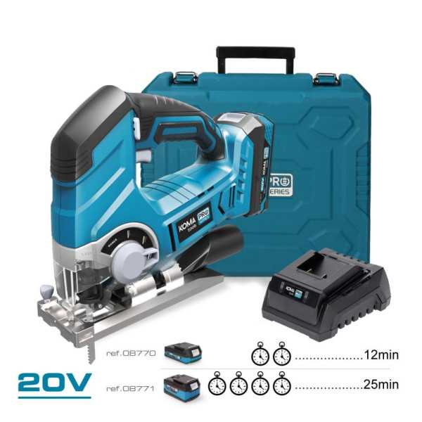 Kit Sierra de Calar 20 V con Bateria 2.0A y Cargador 08772. 23 x 21,5 cm KOMA TOOLS