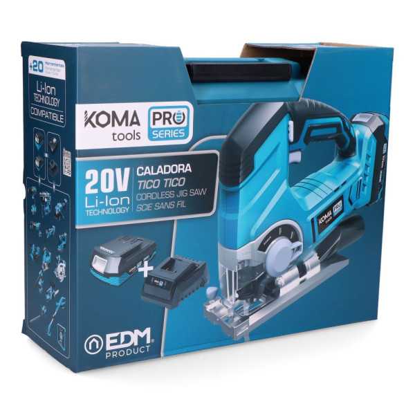 Kit Sierra de Calar 20 V con Bateria 2.0A y Cargador 08772. 23 x 21,5 cm KOMA TOOLS