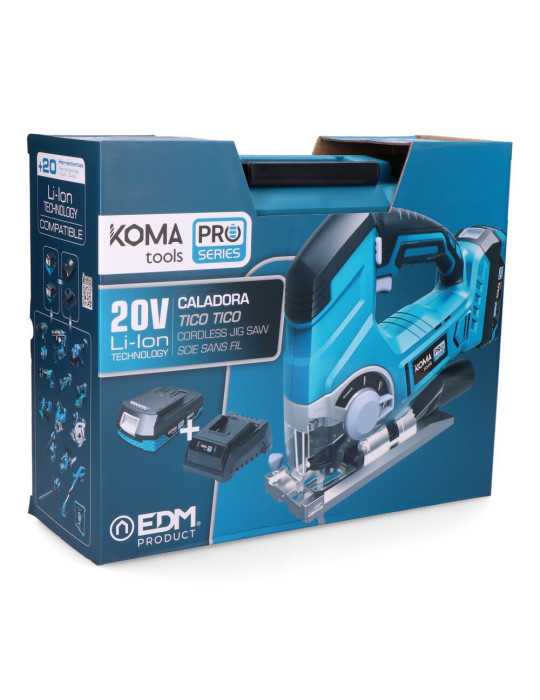 Kit Sierra de Calar 20 V con Bateria 2.0A y Cargador 08772. 23 x 21,5 cm KOMA TOOLS