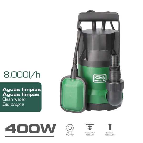 Bomba de Drenaje Aguas Limpias 400 W KOMA TOOLS