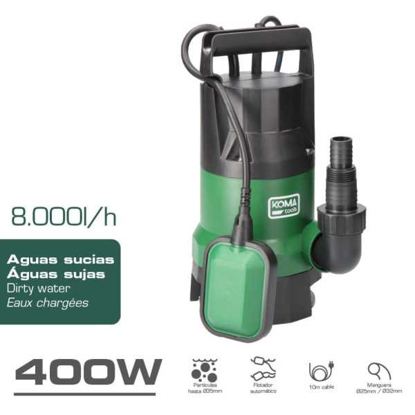 Bomba de Drenaje Aguas Sucias 400 W KOMA TOOLS