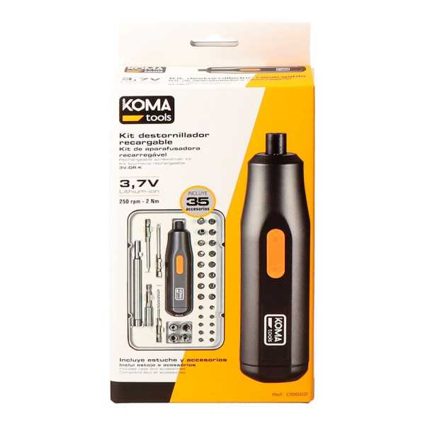 Kit Destornillador Recargable 3,7 V con 35 Accesorios KOMA TOOLS