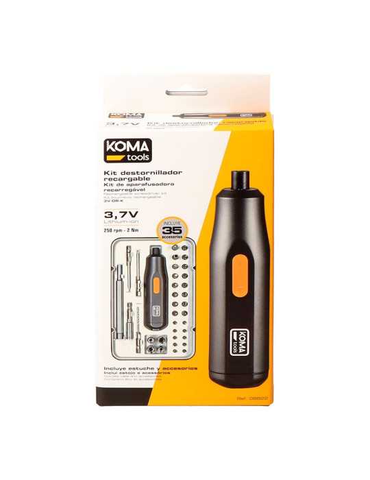 Kit Destornillador Recargable 3,7 V con 35 Accesorios KOMA TOOLS