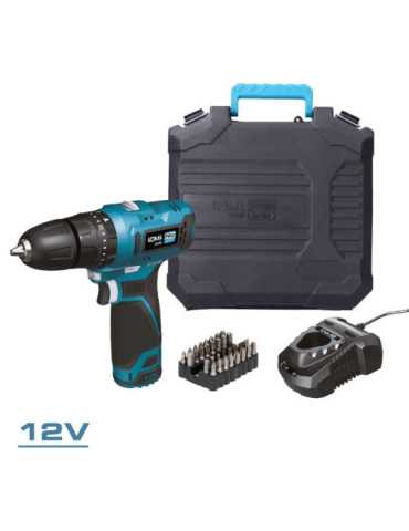 Kit Taladro Percutor 12 V con Accesorios, Batería 2.0Ah y Cargador KOMA TOOLS 2