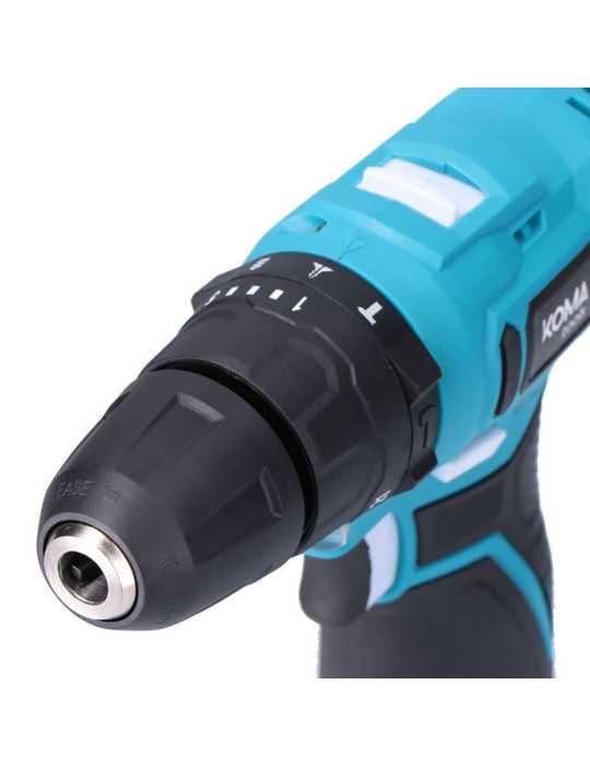 Kit Taladro Percutor 12 V con Accesorios, Batería 2.0Ah y Cargador KOMA TOOLS