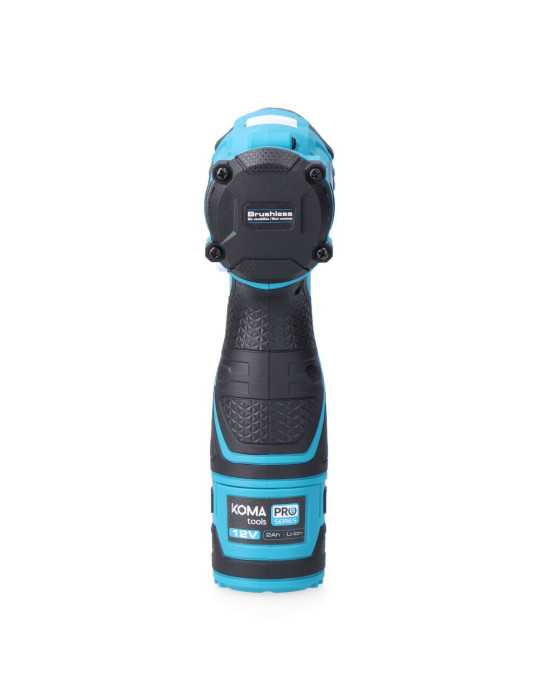 Kit Taladro Percutor Brushless 12 V con Accesorios, Batería 2.0Ah y Cargador KOMA TOOLS