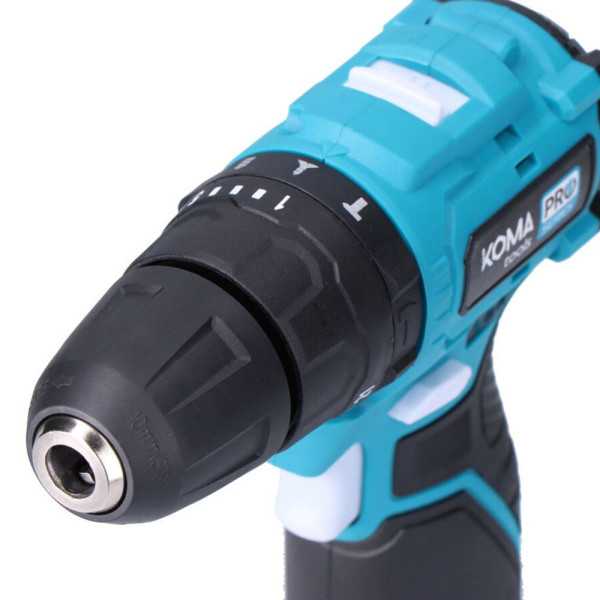 Kit Taladro Percutor Brushless 12 V con Accesorios, Batería 2.0Ah y Cargador KOMA TOOLS